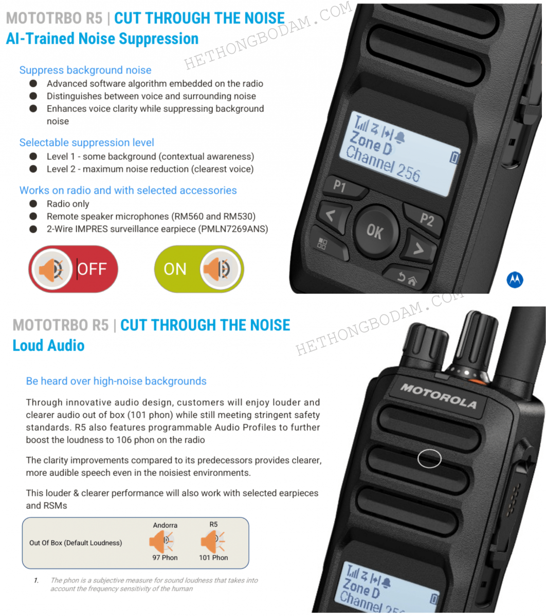 Chống ồn hiệu quả trên MOTOTRBO R5 Digital