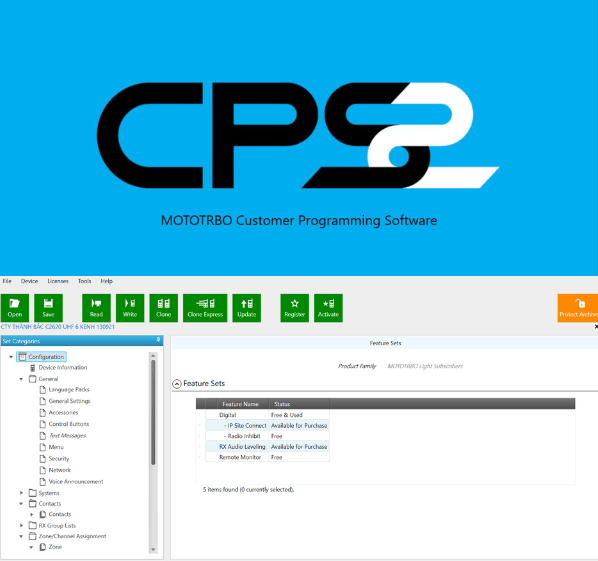 Motorola CPS là phần mềm chuyên dụng dùng để lập trình tần số cho máy bộ đàm Motorola